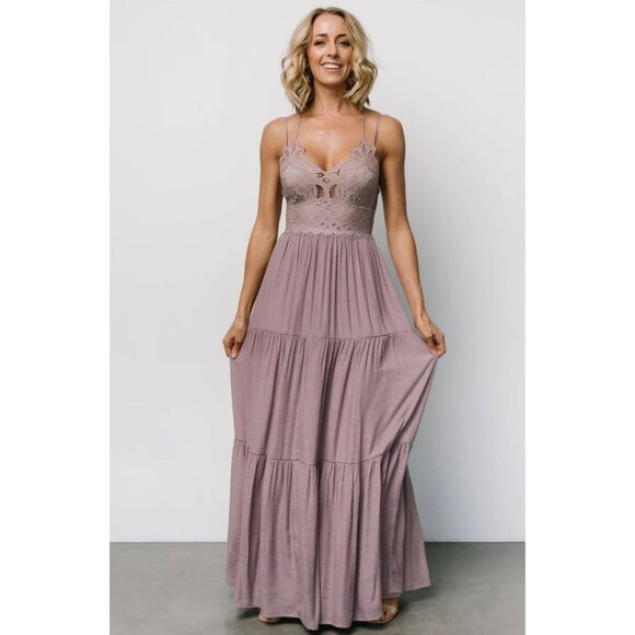 NWT Baltic Born Summerlin Lace Top Maxi Dress Dusty Mauve Lilac Small - Picture 1 of 14